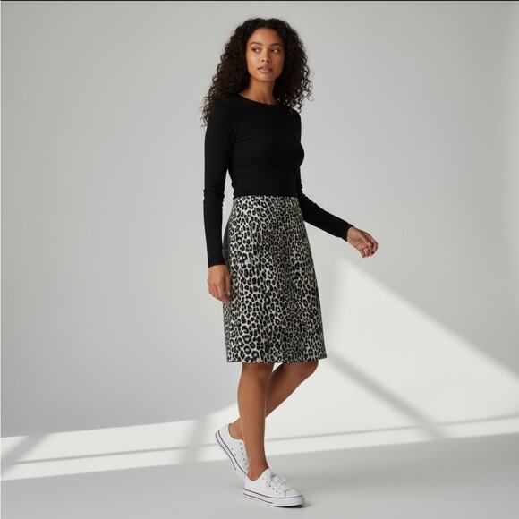 MK Michael Kors Leopard Cheetah Print Skirt - Picture 1 of 5